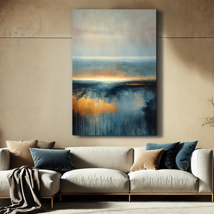 Nature view landscape canvas wall art with soft calming nature tones, tranquil print