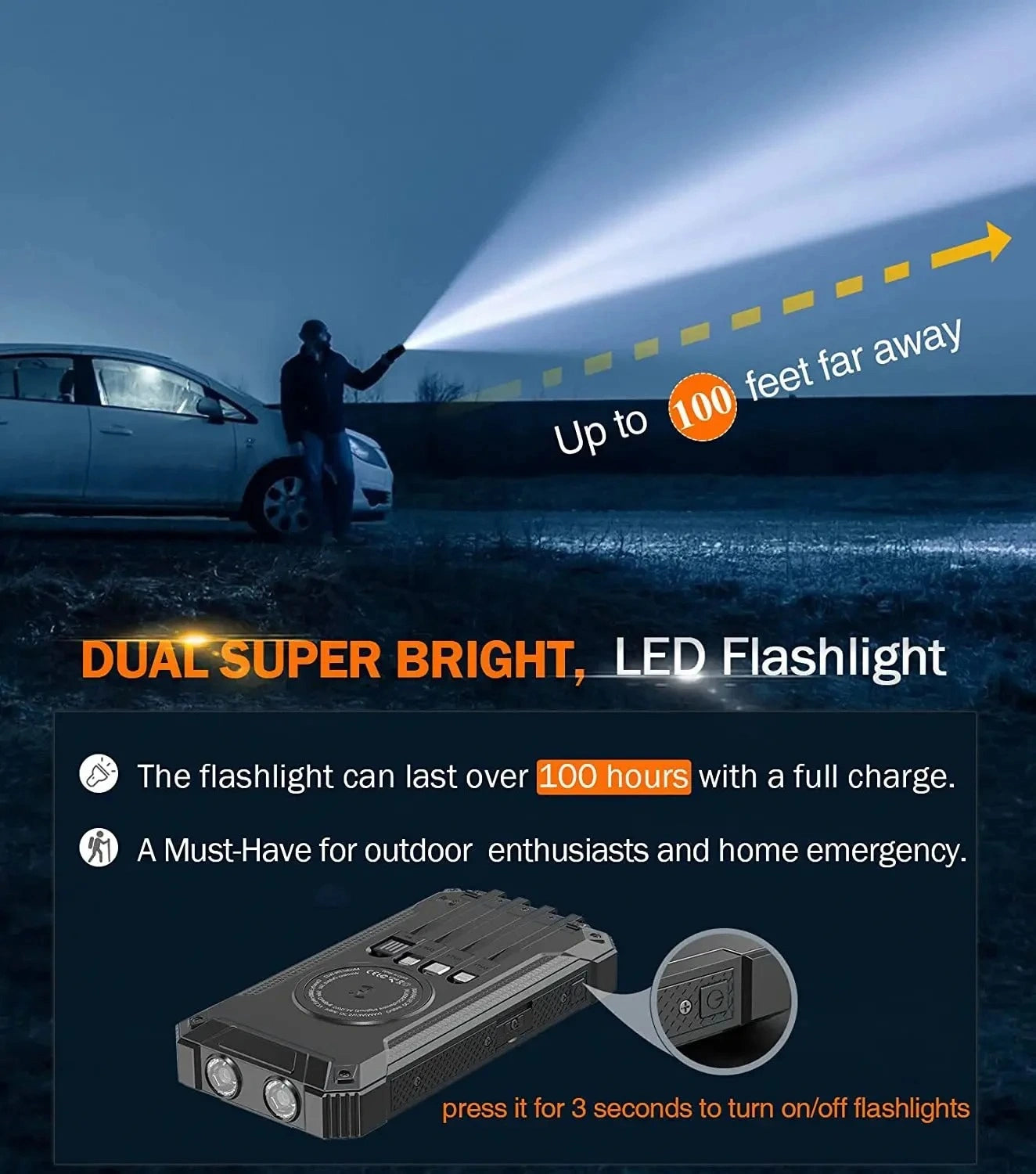solar power bank led flashligh