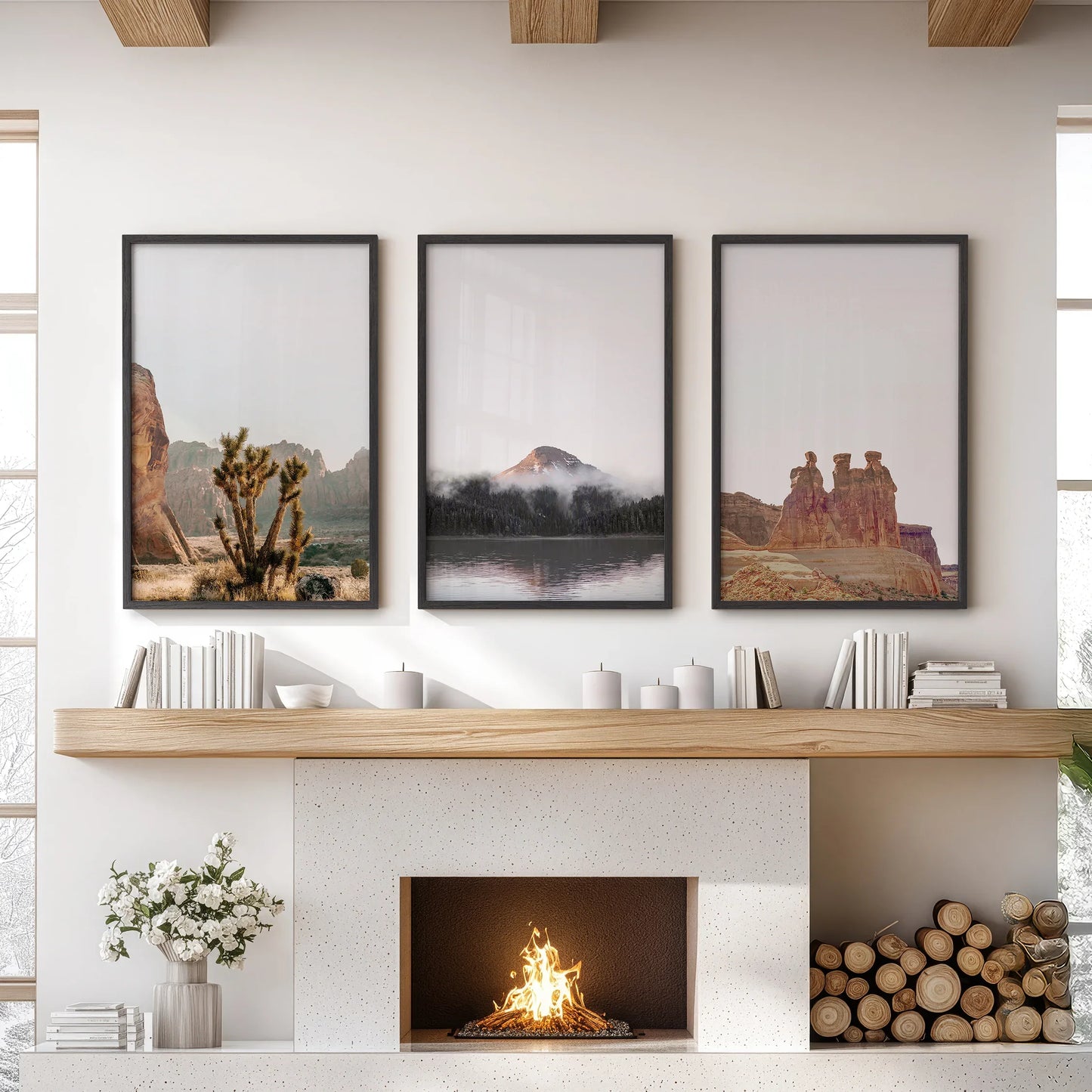 Southwest Desert Canyon Red Rock Wall Art Set of 3