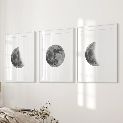 Moon Phases Wall Art Set of 3 (Unframed)