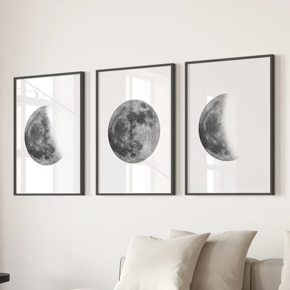 Moon Phases Wall Art Set of 3 (Unframed)
