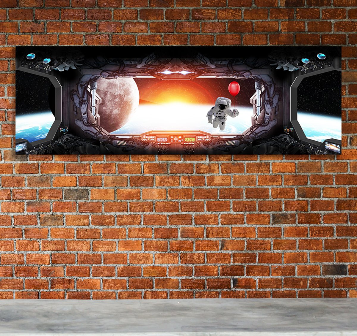 Space Station Window View astronaut canvas wall art