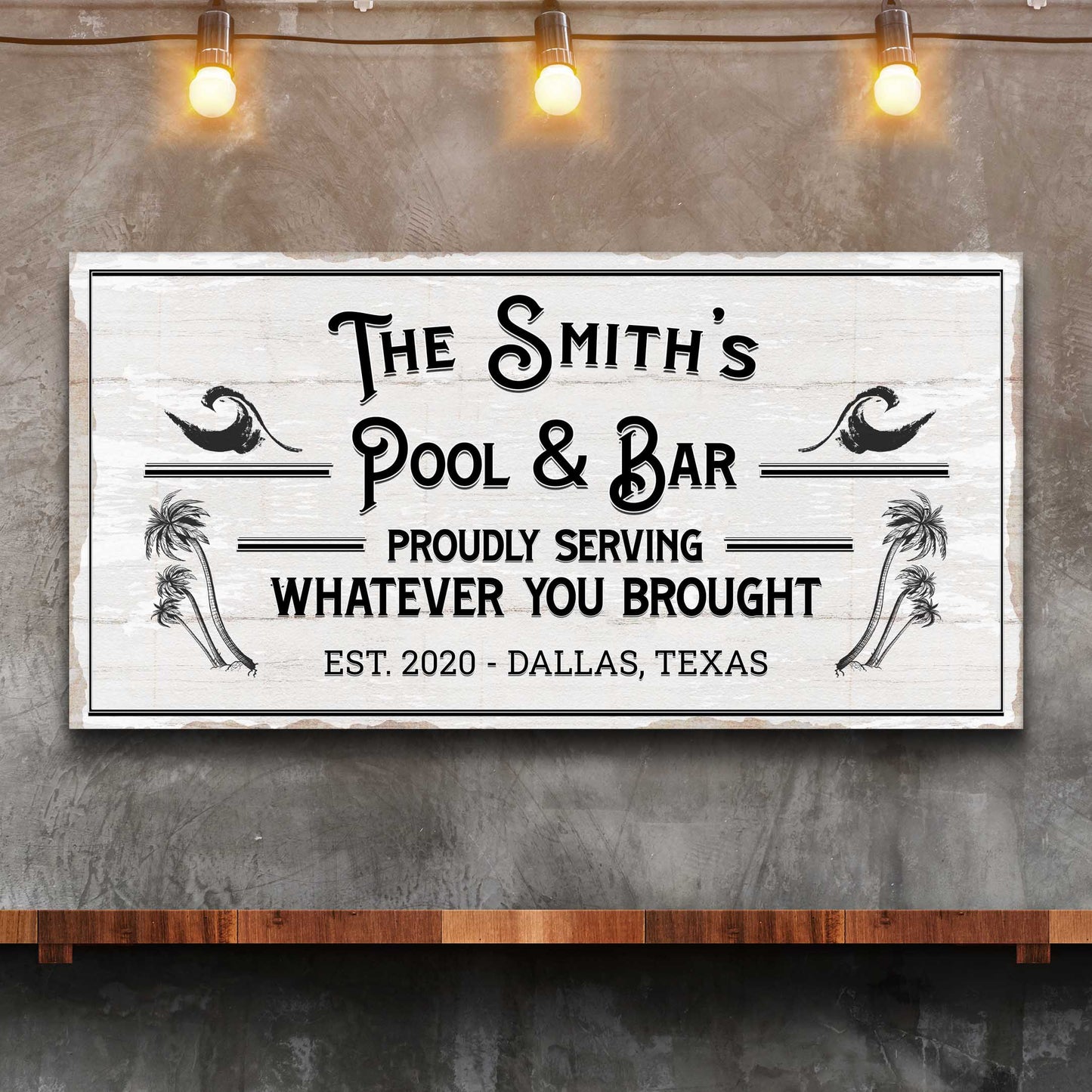 Personalized Rustic Pool Canvas Sign