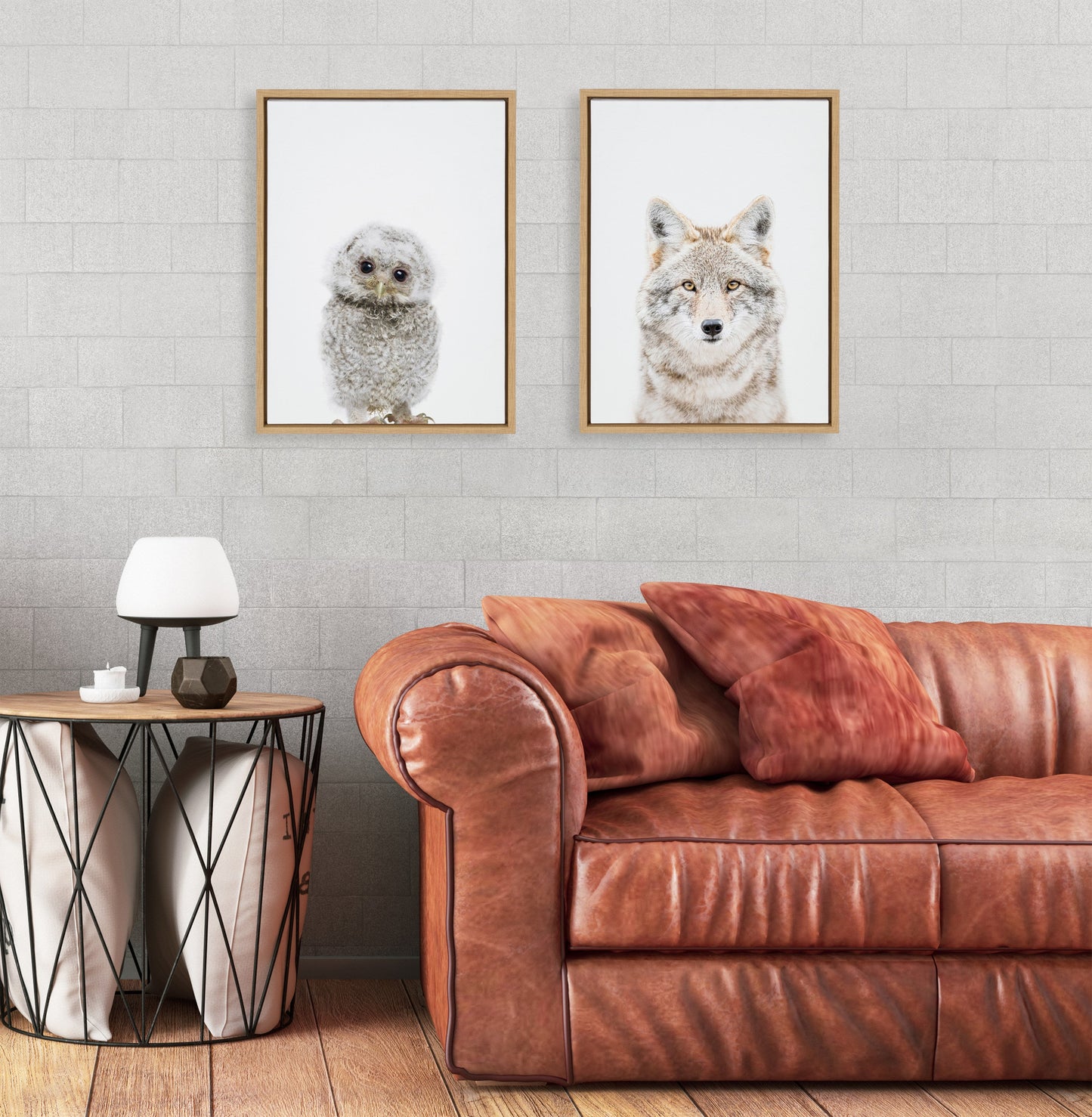 Owl Portrait Framed Canvas Wall Art, Woodland Nursery Decor