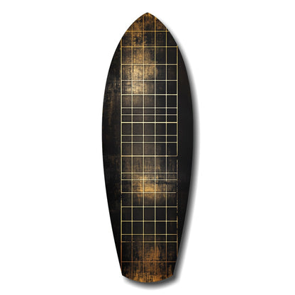 Golden surf reflection glass wall art in warm sunset tones on high-gloss tempered glass