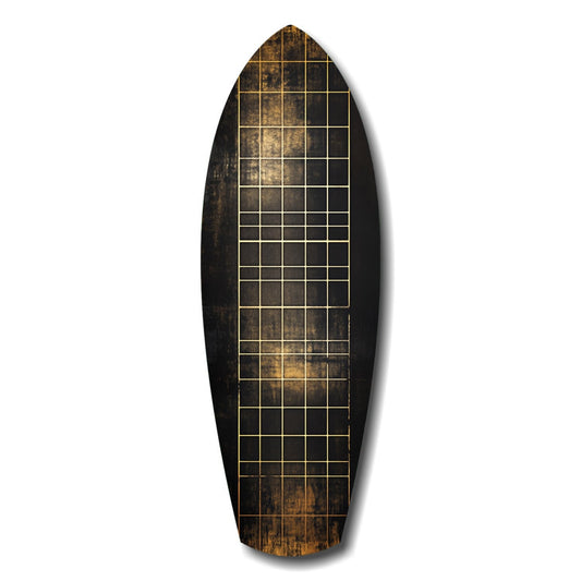 Golden surf reflection glass wall art in warm sunset tones on high-gloss tempered glass