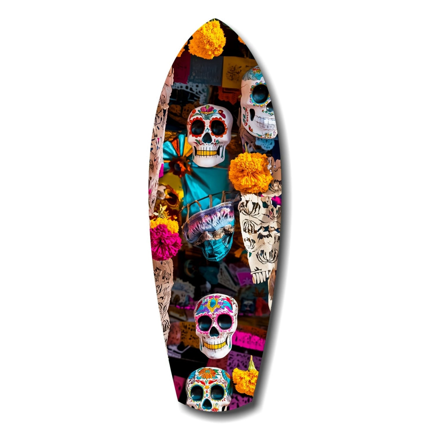 Colorful Skulls tempered glass wall art hanging indoors