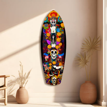 Colorful Skulls Glass Wall Art