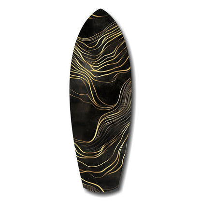 Golden Waves abstract glass wall art in gold tones