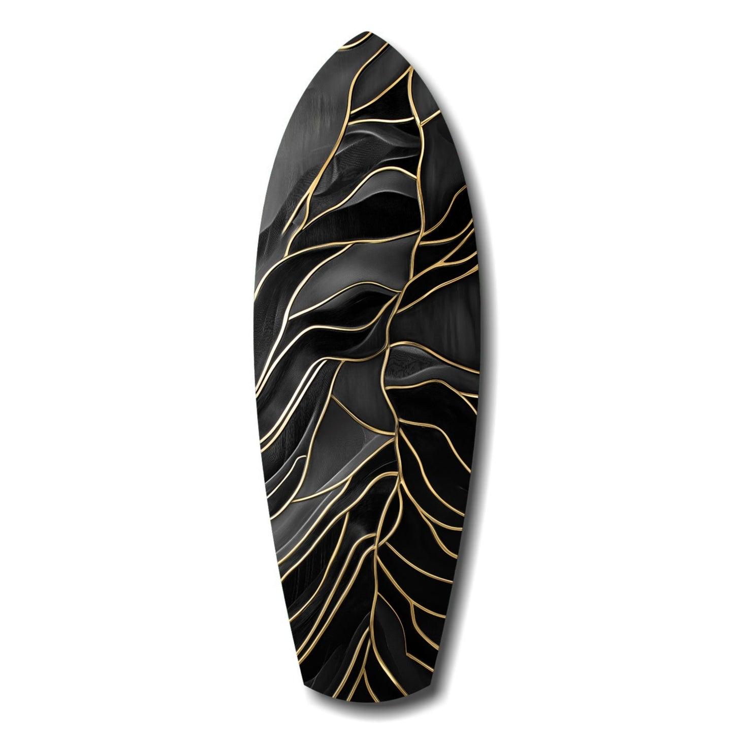 Golden waves abstract glass wall art
