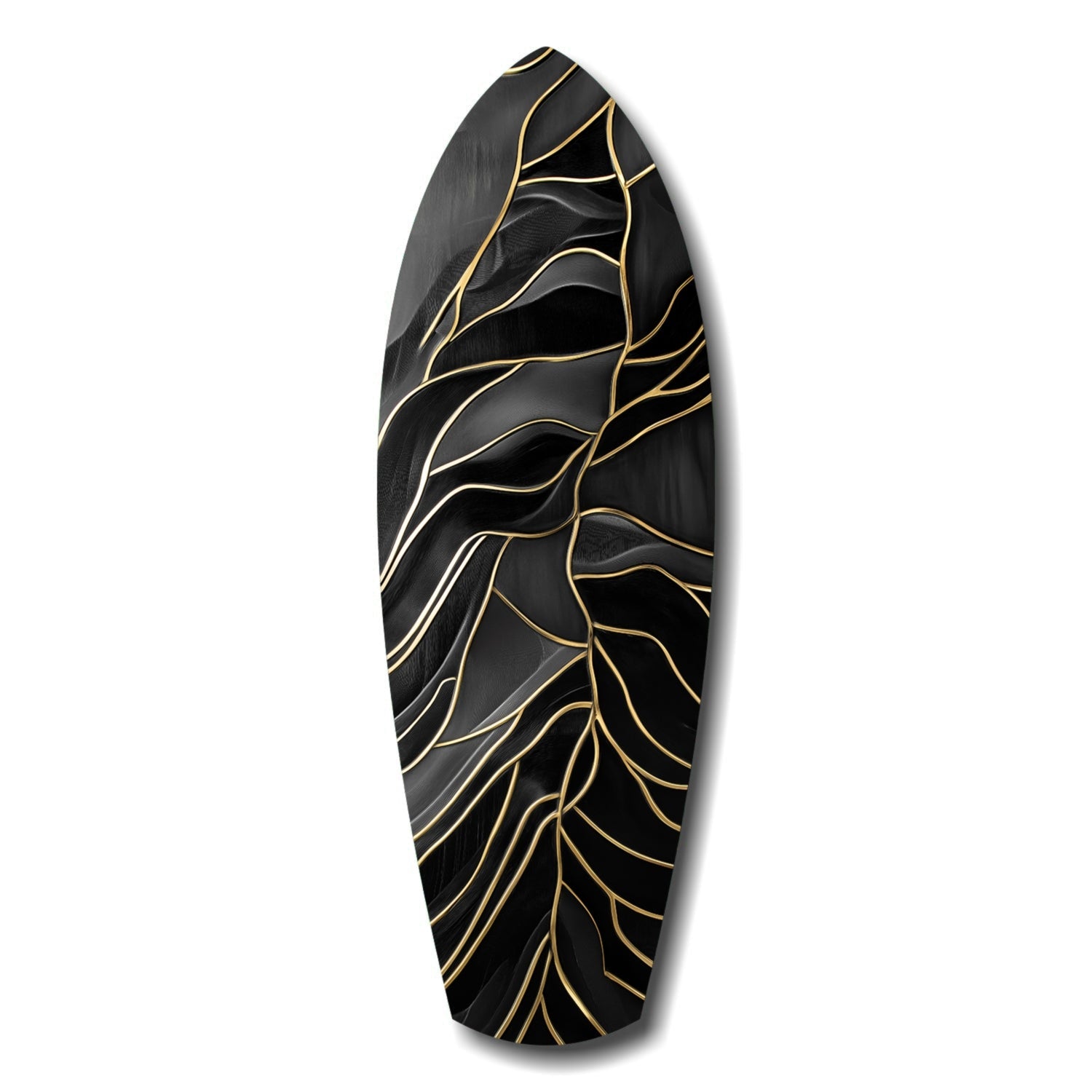 Golden waves abstract glass wall art