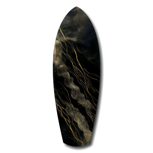 Golden Waves abstract glass wall art in gold tones