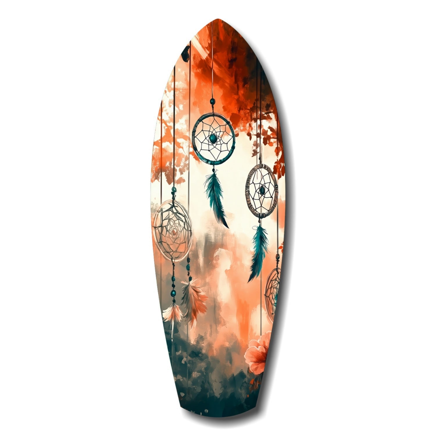 Dreamcatcher boho glass wall art print with steel mounting hardware