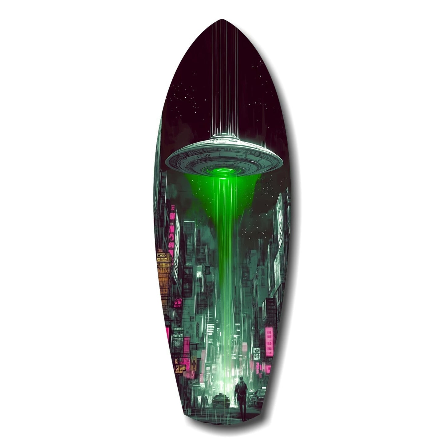 Alien Invade glass wall art panel