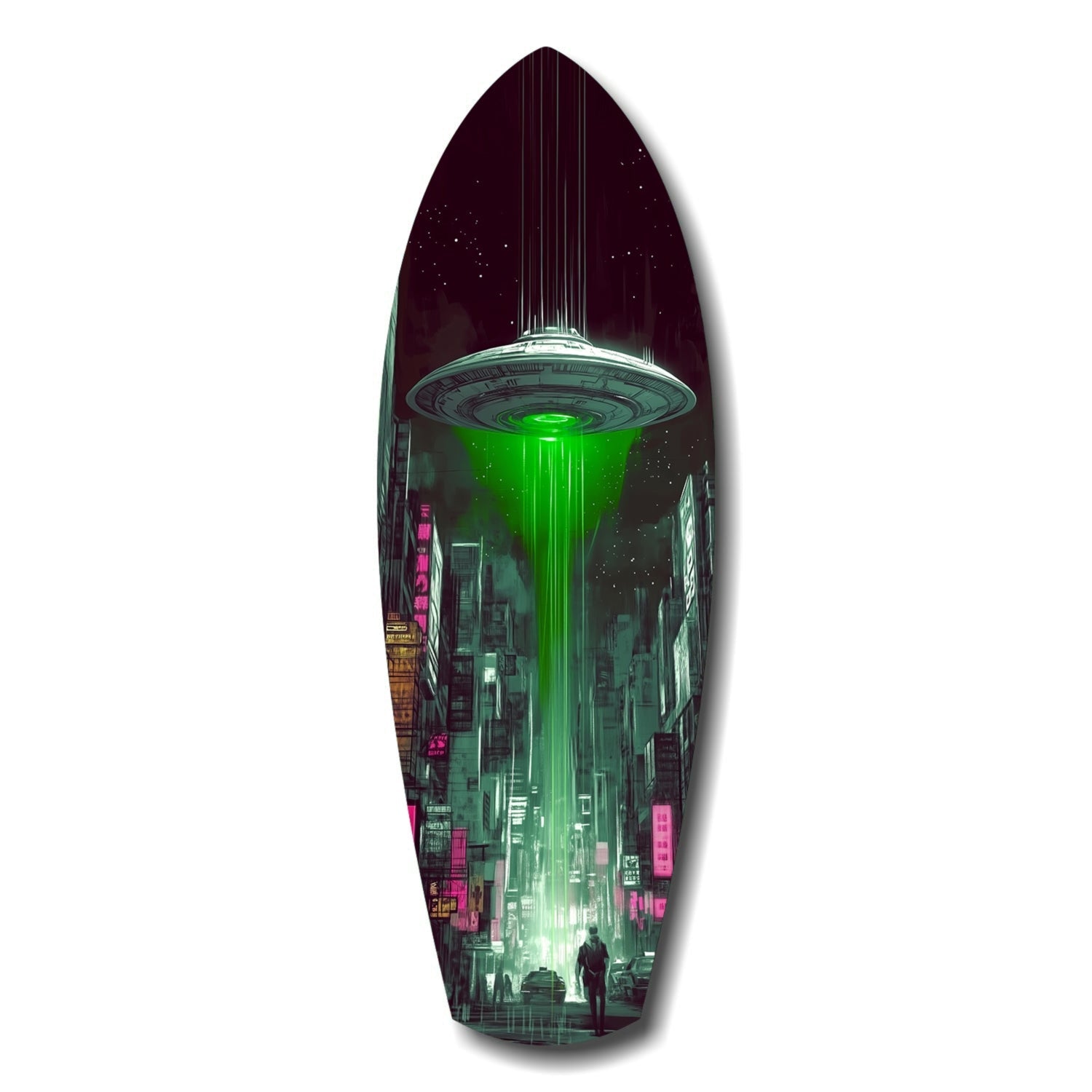 Alien Invade glass wall art panel