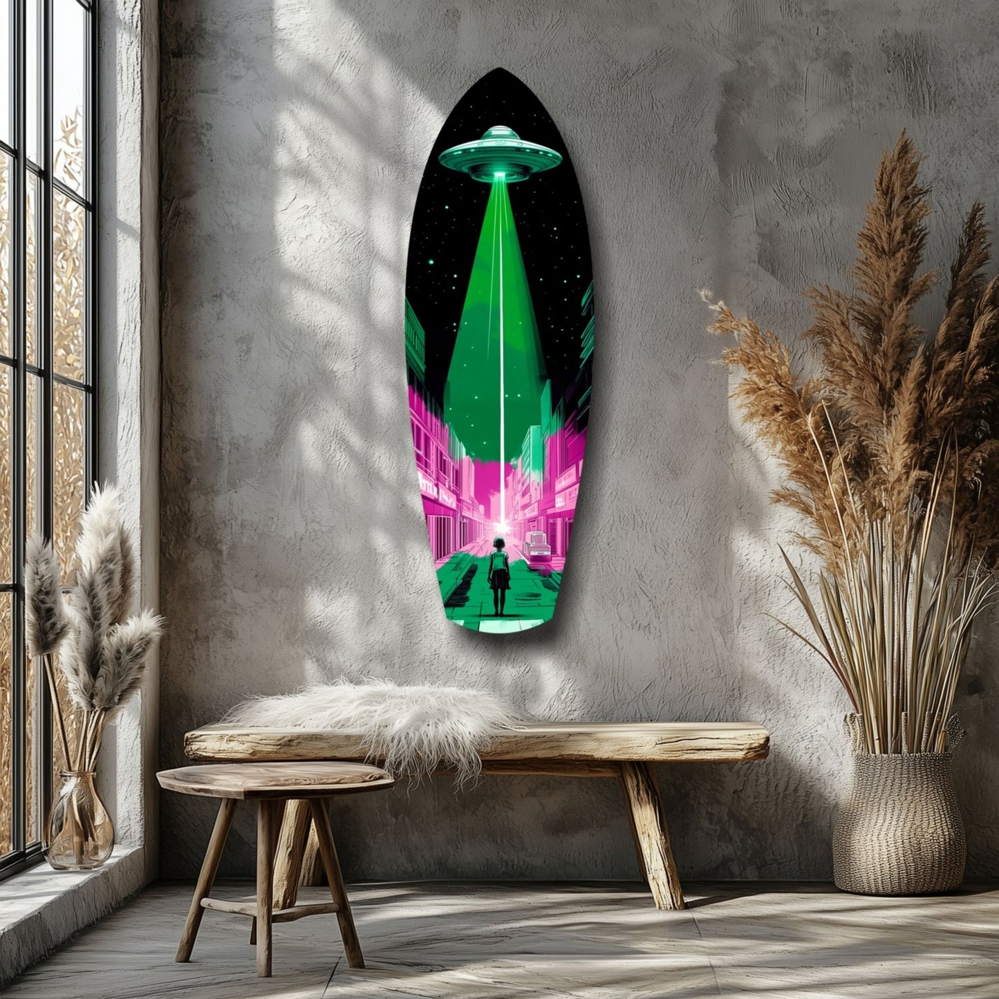 Alien Invade Glass Wall Art