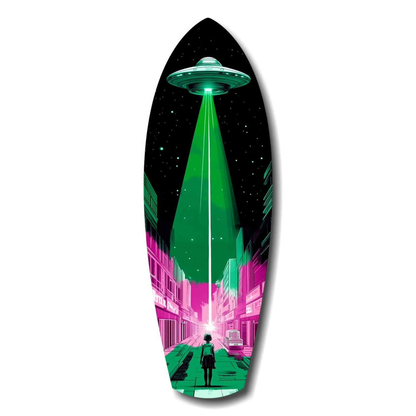 Alien Invade tempered glass wall art hanging indoors