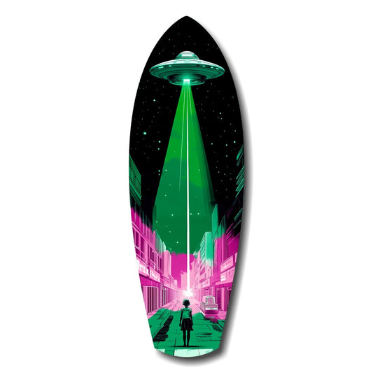 Alien Invade tempered glass wall art hanging indoors