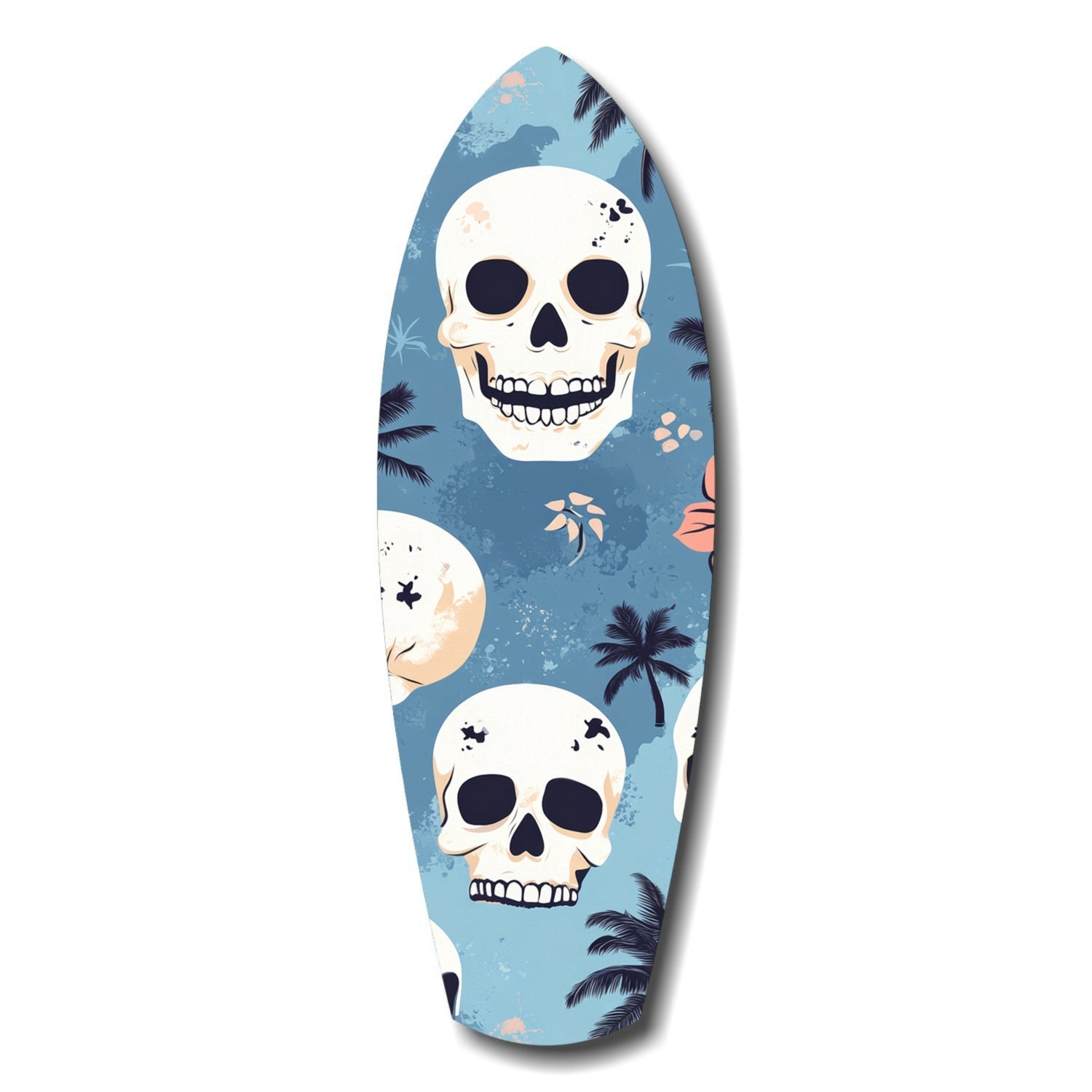 Surf skull California dreams glass wall art in bold color on high-gloss tempered glass