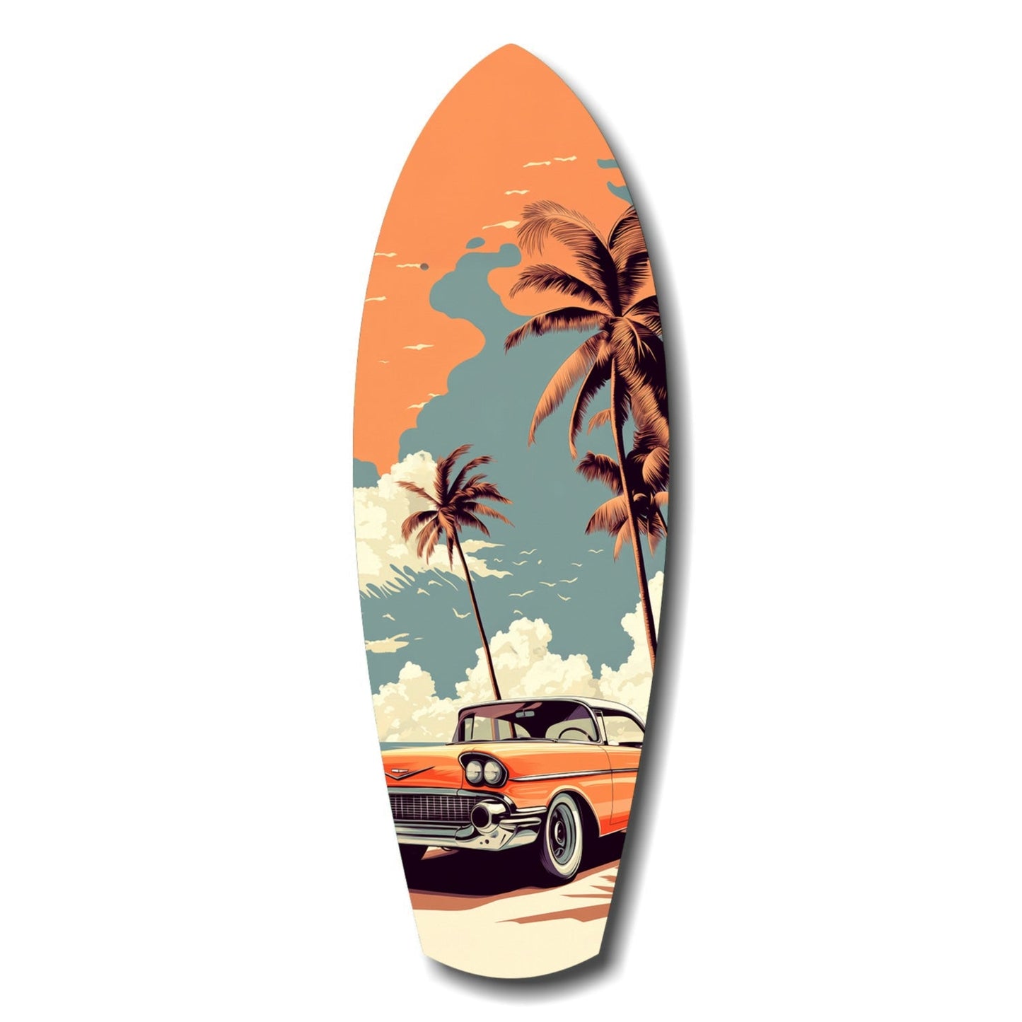Sunset Ride retro glass wall art panel