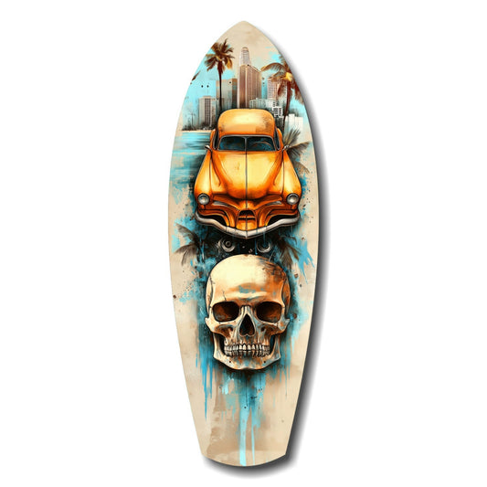 Retro Rides Rebel Skulls glass wall art retro print