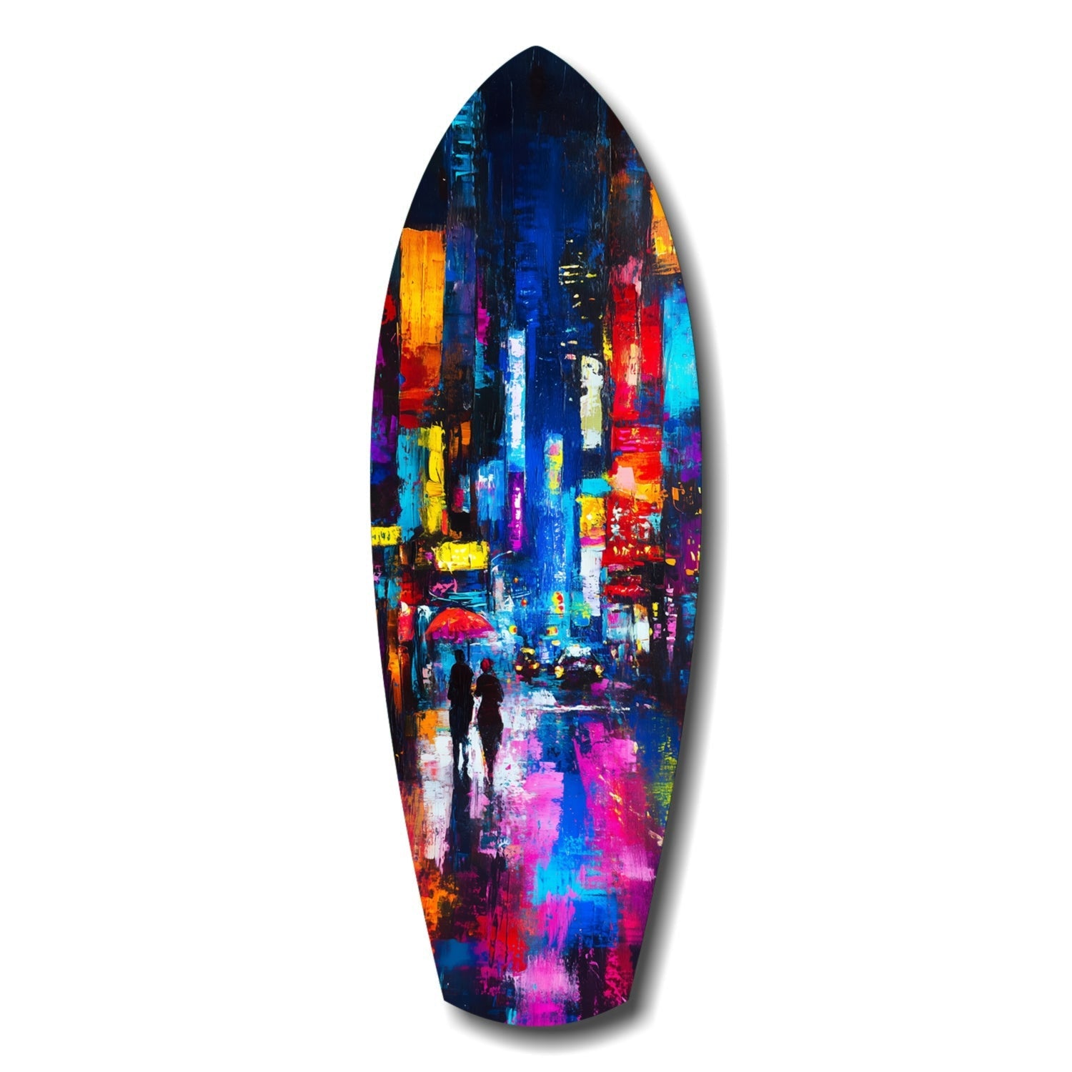 Under the City Glow glass wall art city rain print