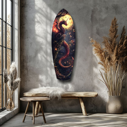 Moonlit Dragon Glass Wall Art