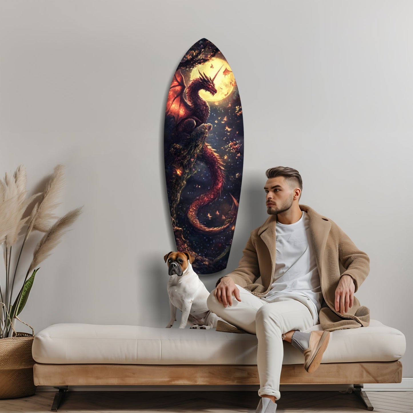 Moonlit Dragon Glass Wall Art