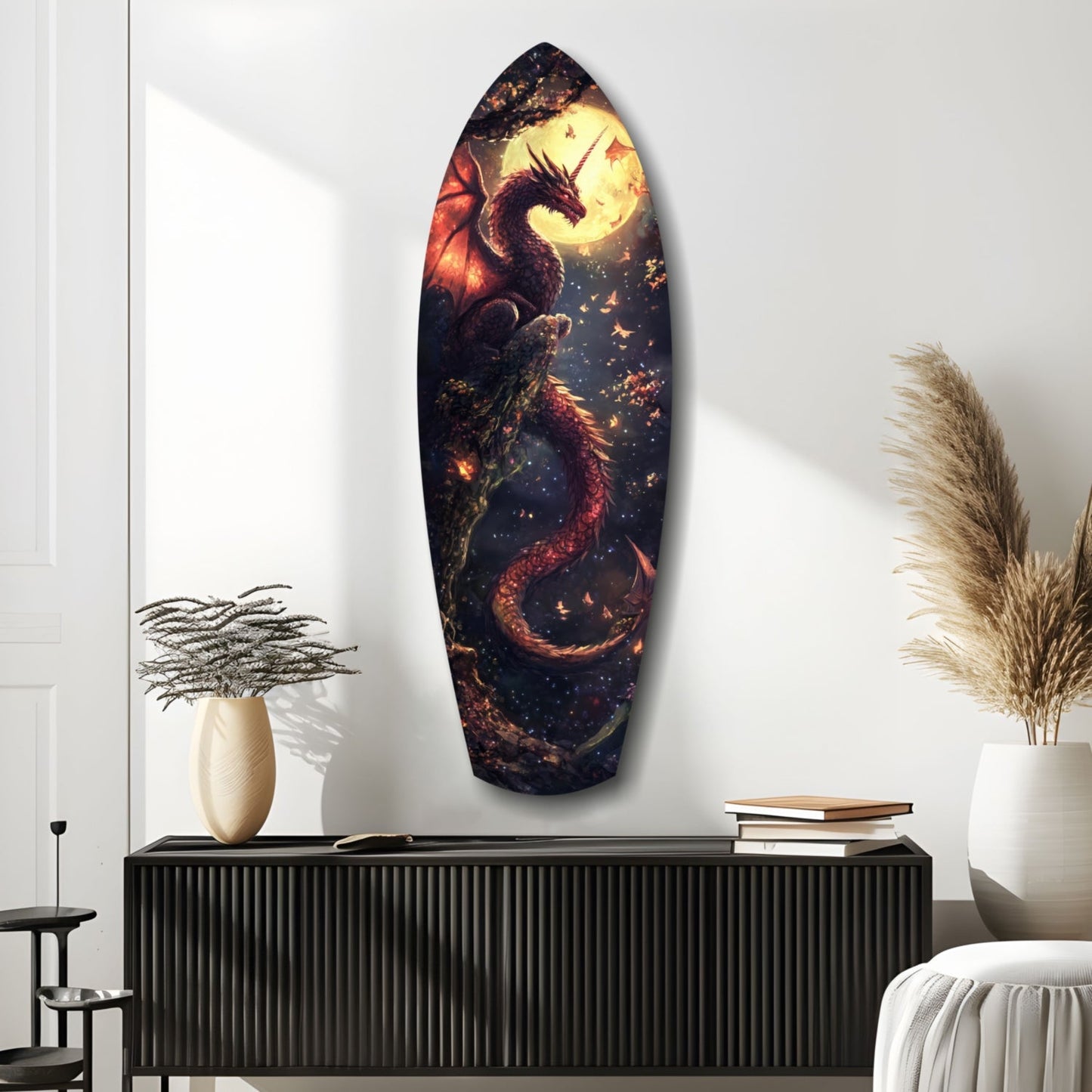 Moonlit Dragon Glass Wall Art