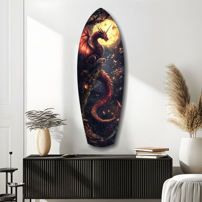 Moonlit Dragon Glass Wall Art