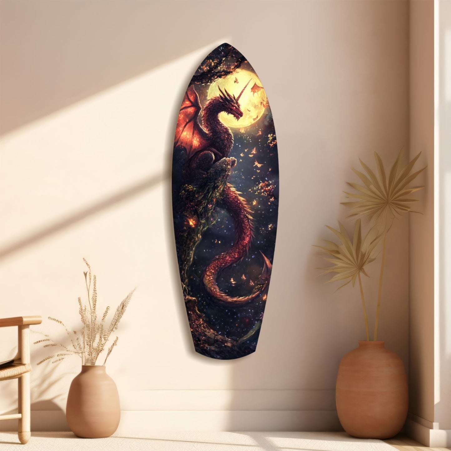 Moonlit Dragon Glass Wall Art