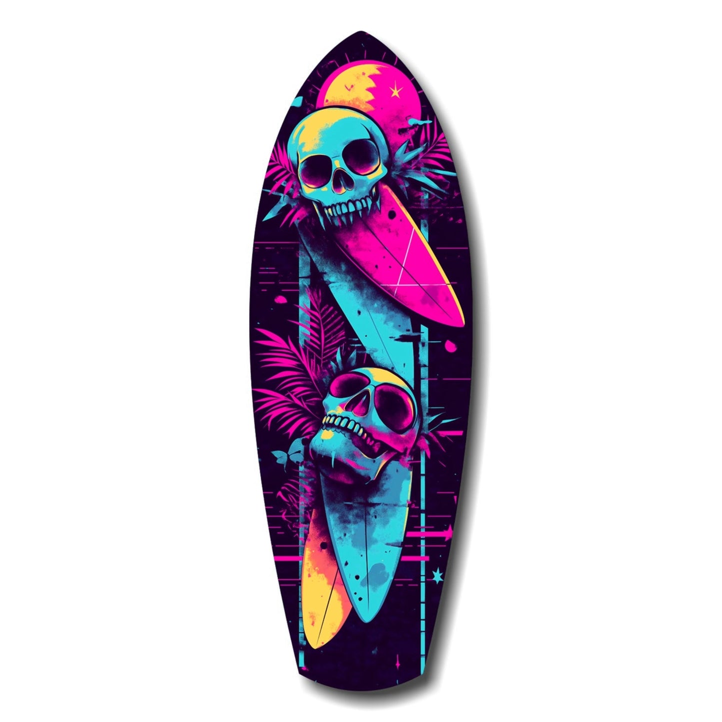 Addicted to Surfing glass wall art with vivid surf scene on high-gloss tempered glass