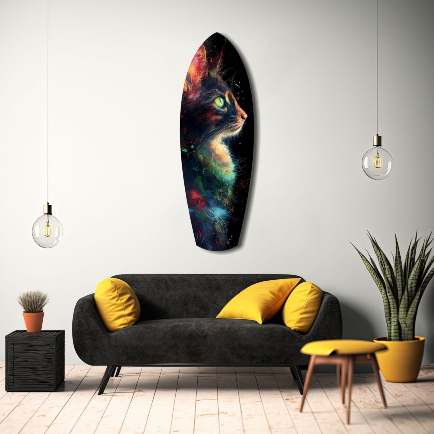 Celestial Cat Glass Wall Art, Night Sky Cat Decor