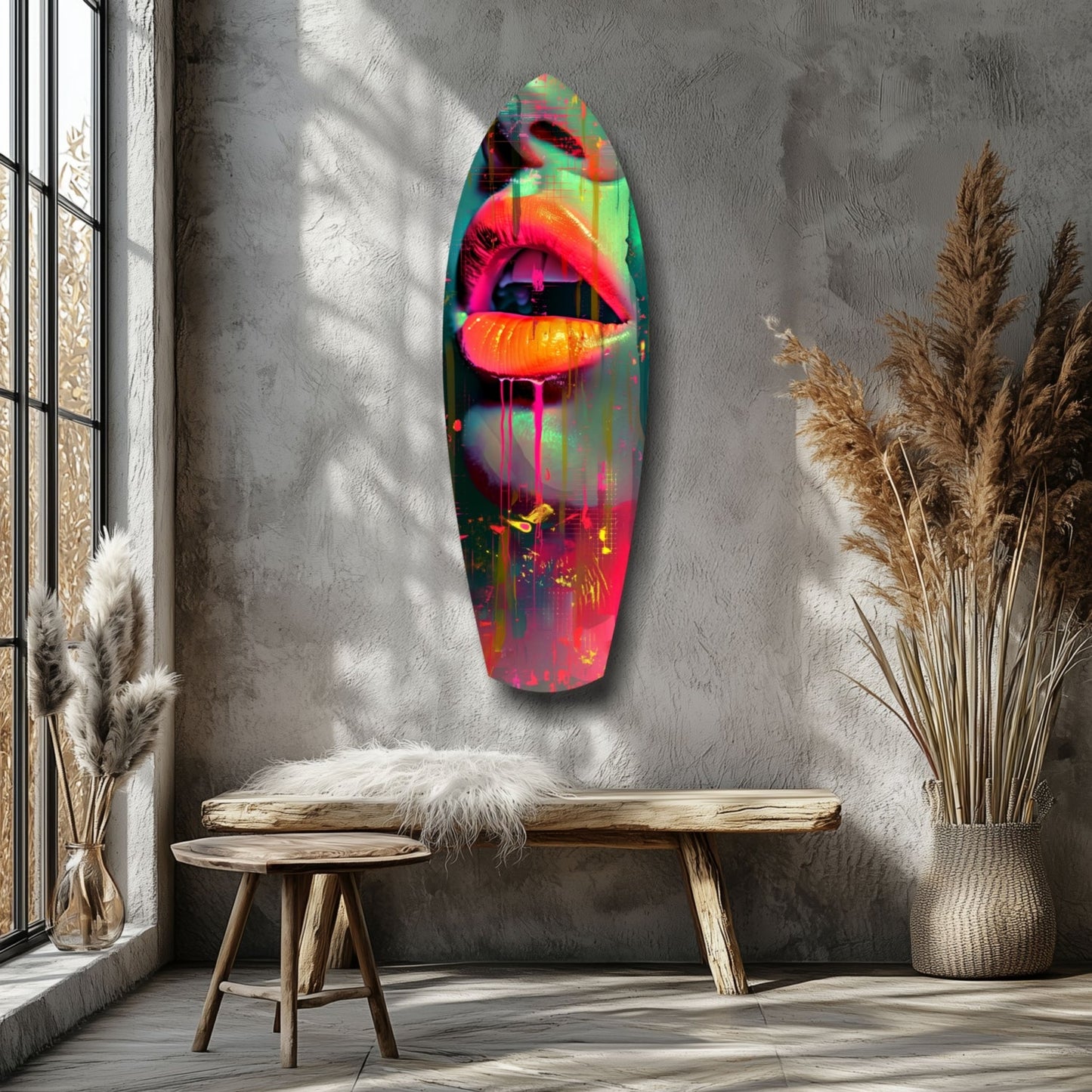 Colorful Lips Glass Wall Art