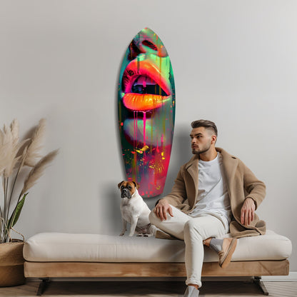 Colorful Lips Glass Wall Art