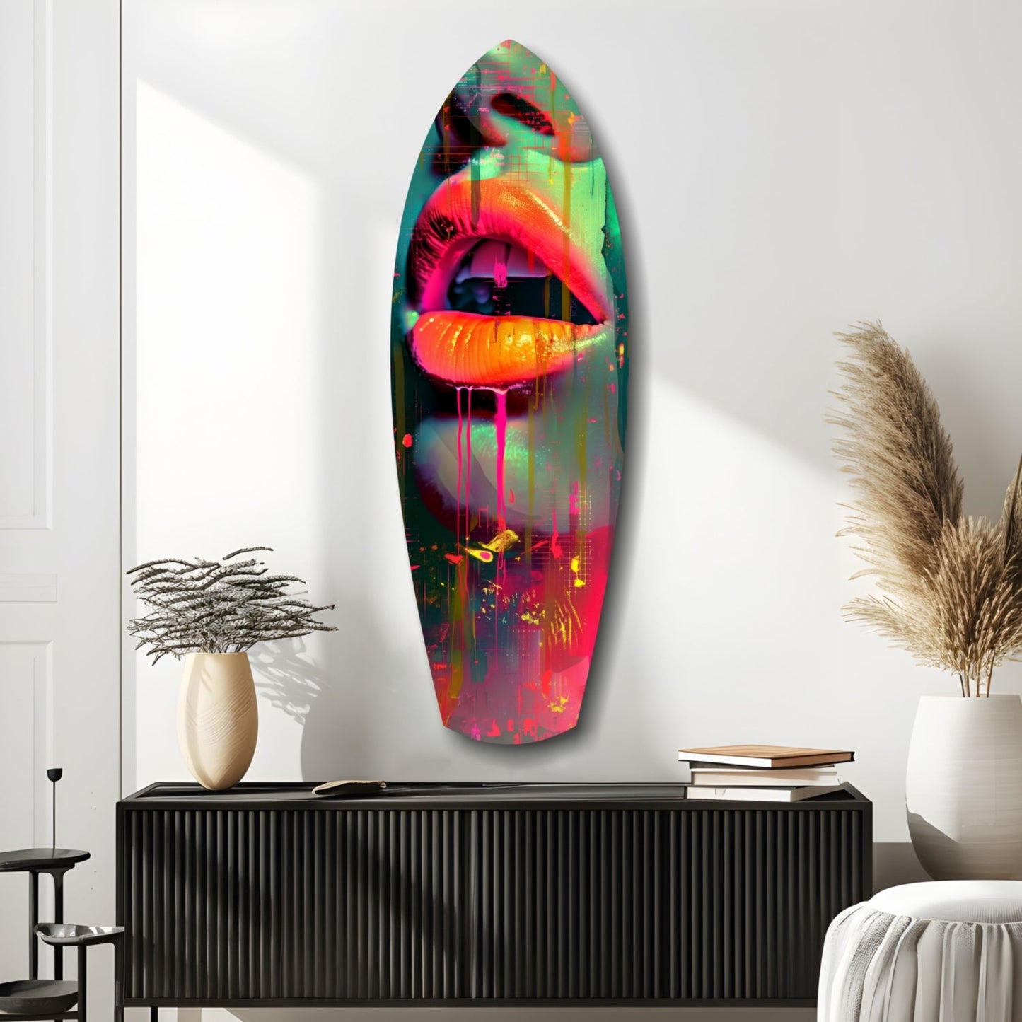 Colorful Lips Glass Wall Art