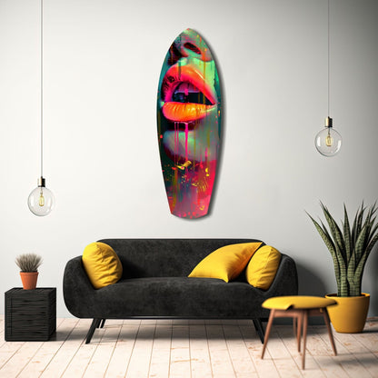 Colorful Lips Glass Wall Art