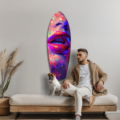 Colorful Lips Glass Wall Art
