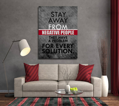 Stay away from negative people motivational canvas wall art