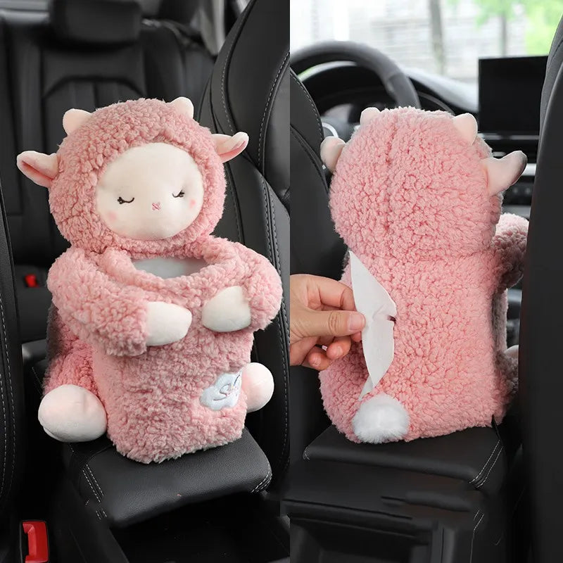 strawberry sheep plush tissue box for car