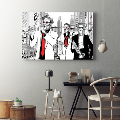 Street Jazz Trio Abstract Canvas Wall Art