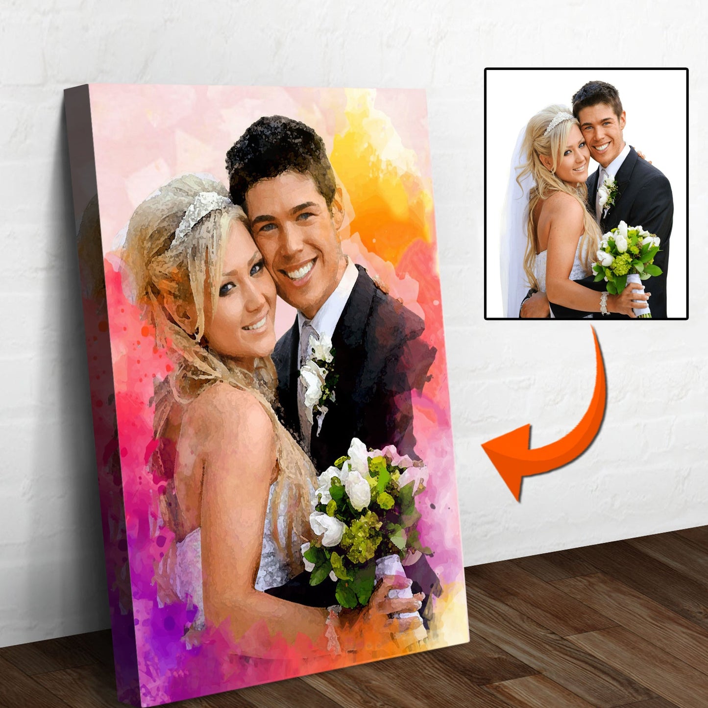 Couple Watercolor Sign Personalized Canvas Wall Art