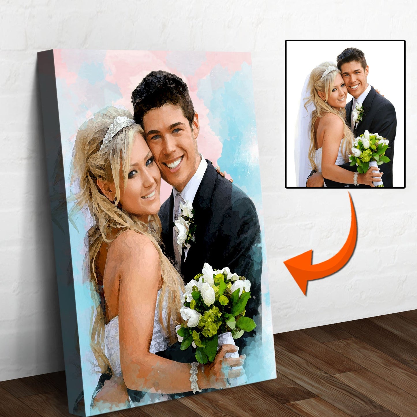 Couple Watercolor Sign Personalized Canvas Wall Art