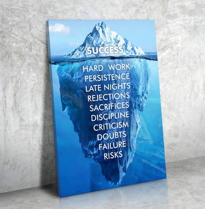 Success Is An Iceberg motivational quote canvas wall art