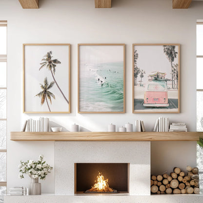 Tropical Beach Surf Wall Art Set, 3 Piece Coastal Prints