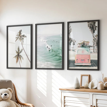 Tropical Beach Surf Wall Art Set, 3 Piece Coastal Prints