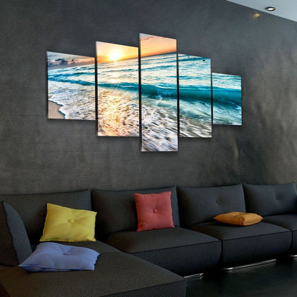 Sunset White Beach 5-Piece Canvas Wall Art Set