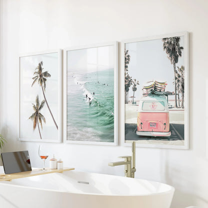Tropical Beach Surf Wall Art Set, 3 Piece Coastal Prints