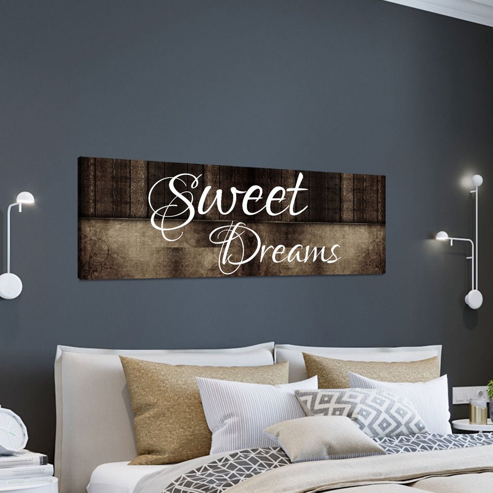 Sweet Dreams above bed canvas wall art for couples bedroom