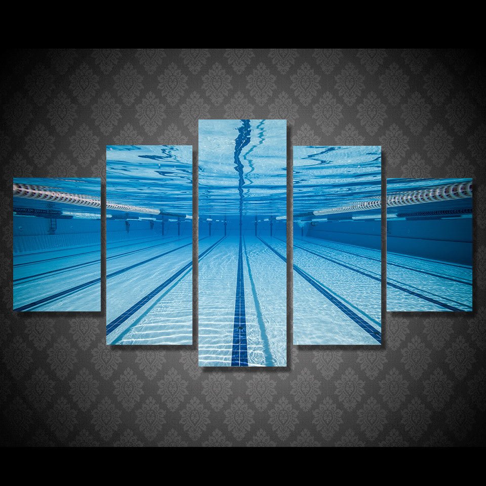Swimming pool five-piece gallery-wrapped canvas wall art set
